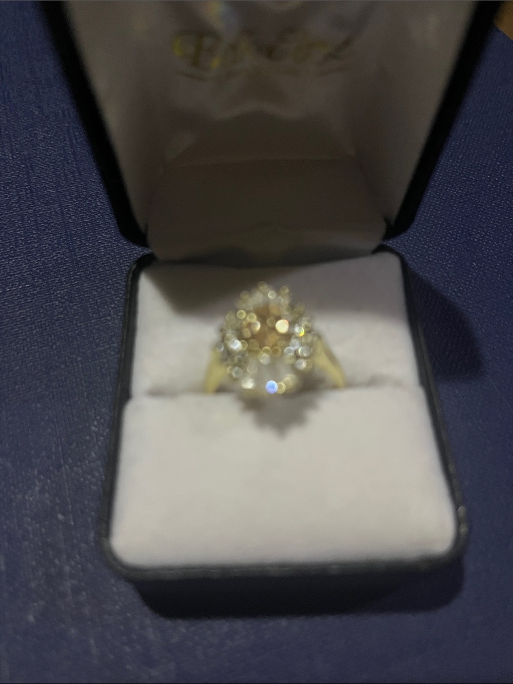 Gold-Tone Floral Cluster Ring with Clear Stones - Women Jewelry